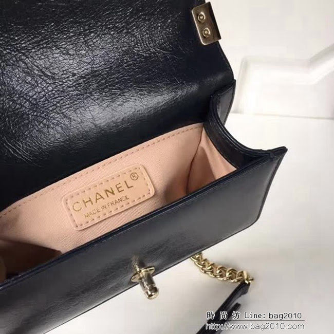 香奈兒CHANEL 藍色2018FW款皺紋小牛皮編織V線鏈條單肩斜挎包 DSC2122